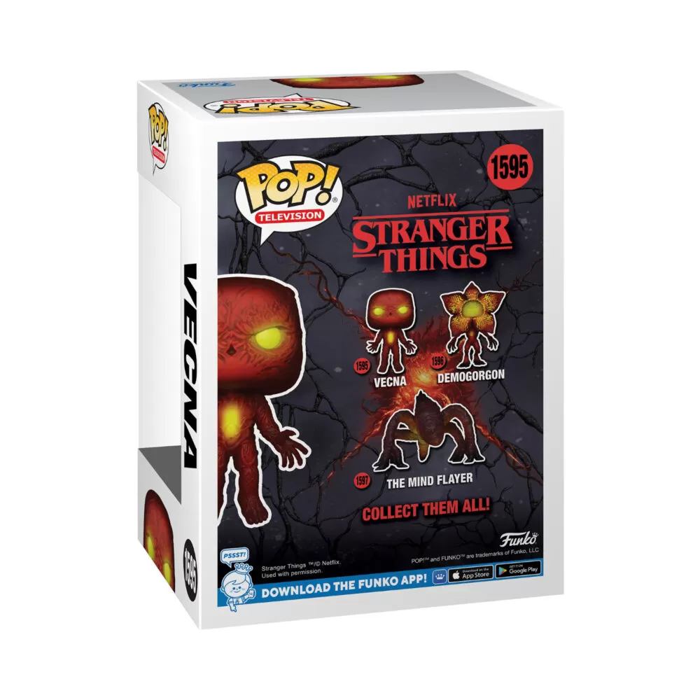 Back view of the Netflix Stranger Things Vecna Rift Funko Pop Vinyl Figure in its window display box, highlighting detailed packaging.