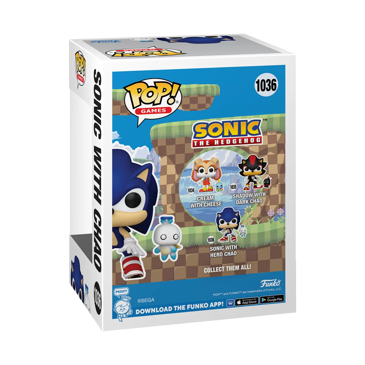 Sonic with Chao – Sonic the Hedgehog Funko Pop Vinyl Figure #1036 - Image 2