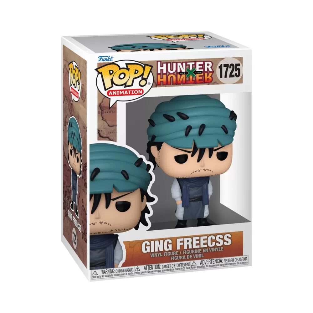 Ging Freecss Hunter Funko Pop figure in packaging, showing front-facing details.