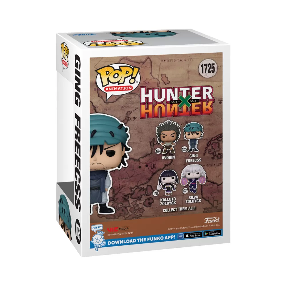 Ging Freecss Hunter Funko Pop figure with packaging showcasing the rear design.