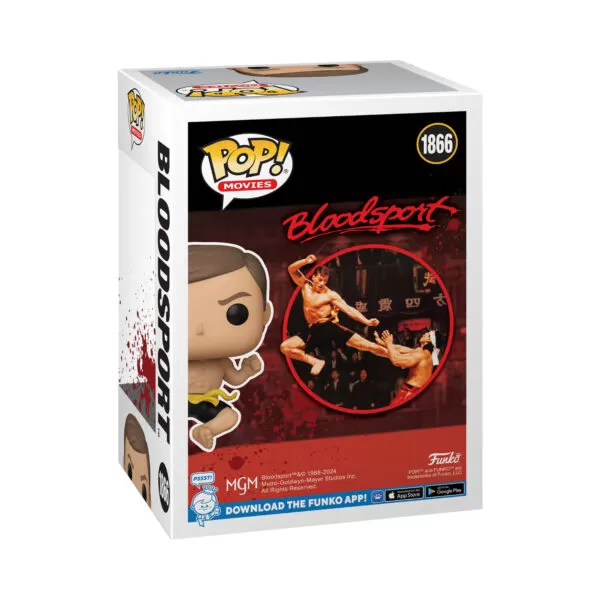 Back view of the Bloodsport Funko Pop Vinyl Figure, showing the design and details of the window display box.