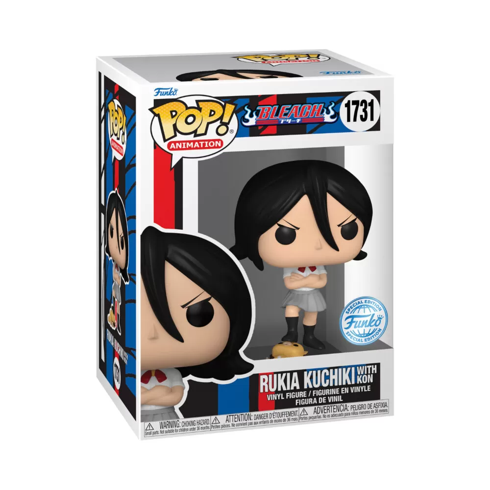 Front view of the Rukia Kuchiki with Kon Special Edition Funko Pop Vinyl Figure in its window display box.