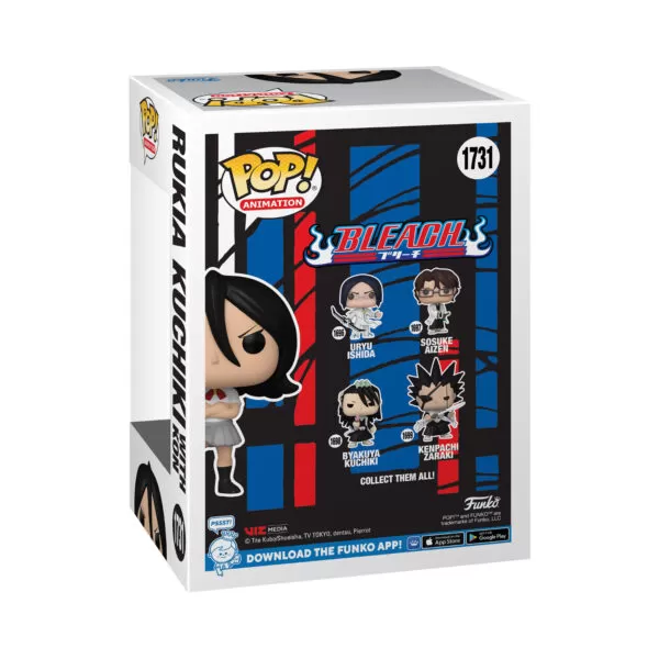 Back view of the Rukia Kuchiki with Kon Special Edition Funko Pop Vinyl Figure in its window display box.