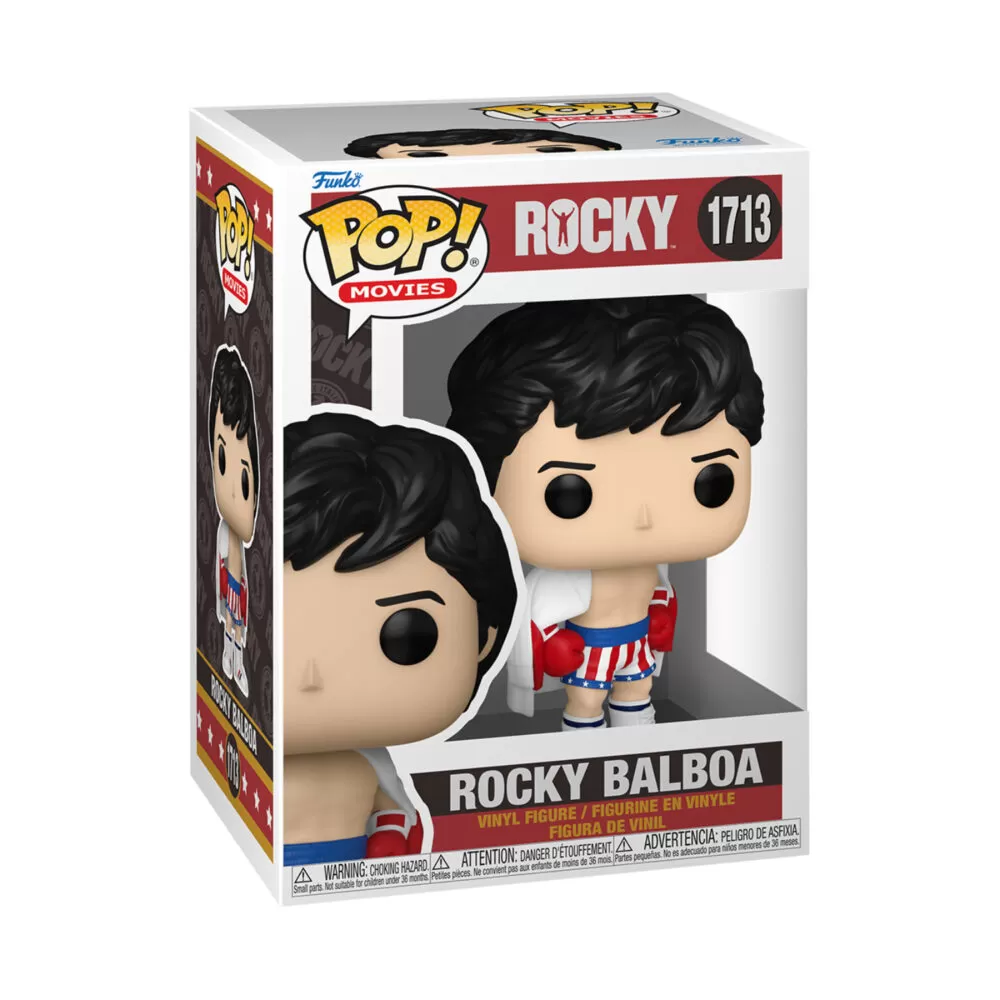 Front view of the Rocky Funko Pop Rocky Balboa (Rocky IV) Vinyl Figure #1713 in original packaging.