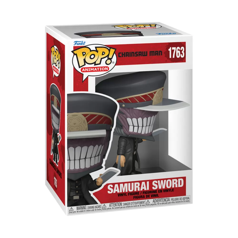 Packaged view of Samurai Sword Funko Pop #1763, Chainsaw Man vinyl pop in a display box.