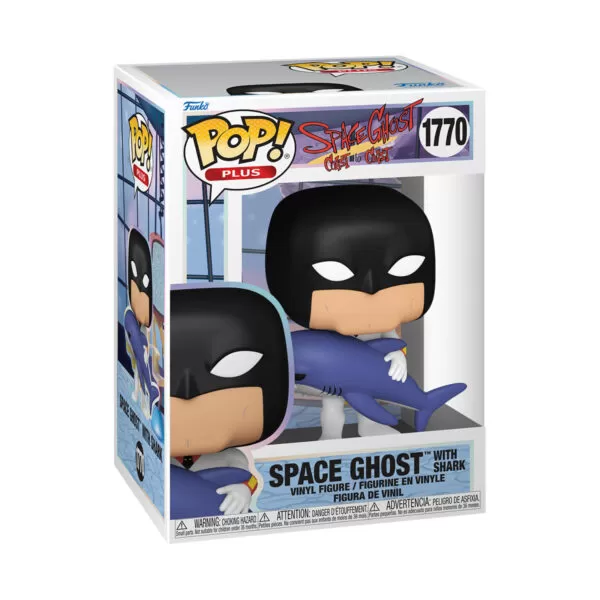 Packaged view of Space Ghost Funko Pop #1770, Funko Pop Animation collectible in a display box.