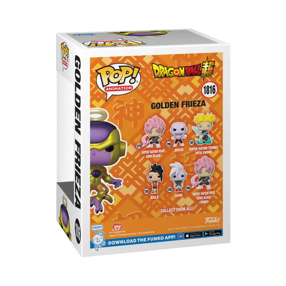 Back view of Golden Frieza Funko Pop #1816, metallic special edition figure.