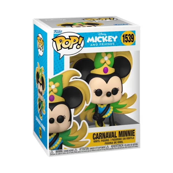 Packaged view of Carnaval Minnie Funko Pop #1539, a Disney Funko Pop vinyl figure.