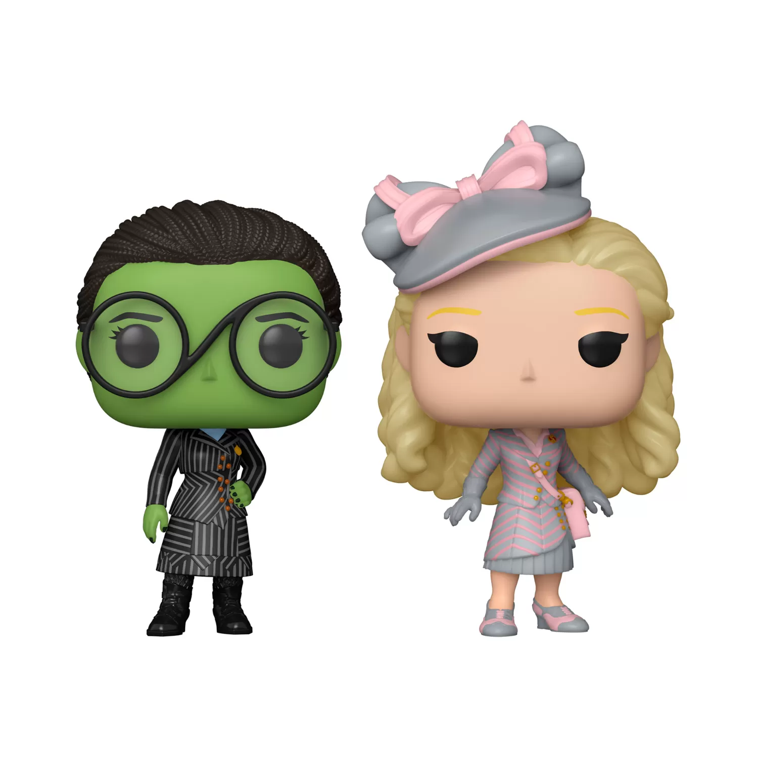 Front view of Elphaba & Glinda Funko Pop 2-Pack, a Wicked vinyl pop figures set.