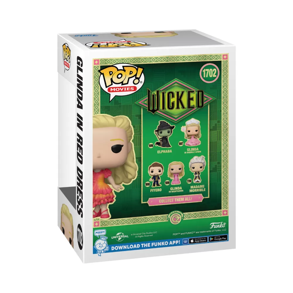 Back view of Glinda in Red Dress Funko Pop #1702, a special edition vinyl figure.