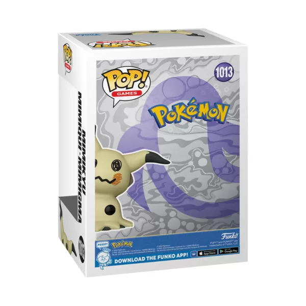 Back profile of the Pokémon Mimikyu Funko Pop packaging.