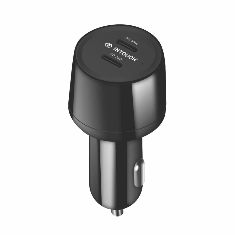 INTOUCH 40W Cigarette Charger - 2 Port Fast Charge - Black