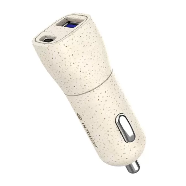 INTOUCH 20W Cigarette Charger - 2 Port Fast Charge - Wheat Straw