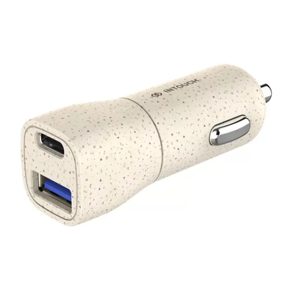 INTOUCH 20W Cigarette Charger - 2 Port Fast Charge - Wheat Straw - Image 2