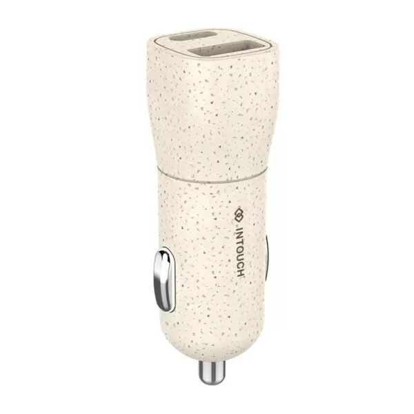 INTOUCH 20W Cigarette Charger - 2 Port Fast Charge - Wheat Straw - Image 4
