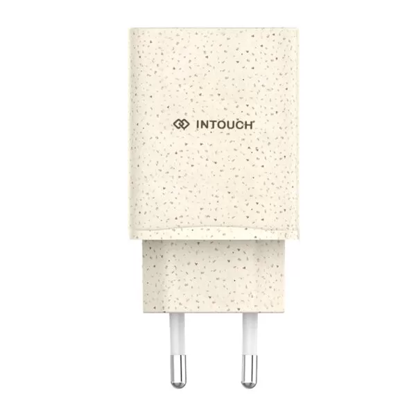INTOUCH 20W Wall Charger - 2 Port PD Fast Charger - Wheat Straw - Image 3