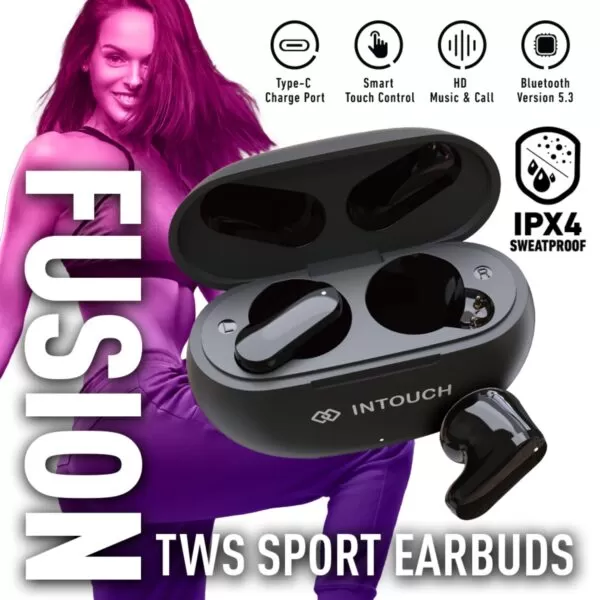 INTOUCH Fusion TWS True Wireless Earbuds – Black - Image 5