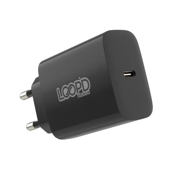 LOOPD 20W Wall Charger - Fast Charging Adapter 1 Port Black - Image 3