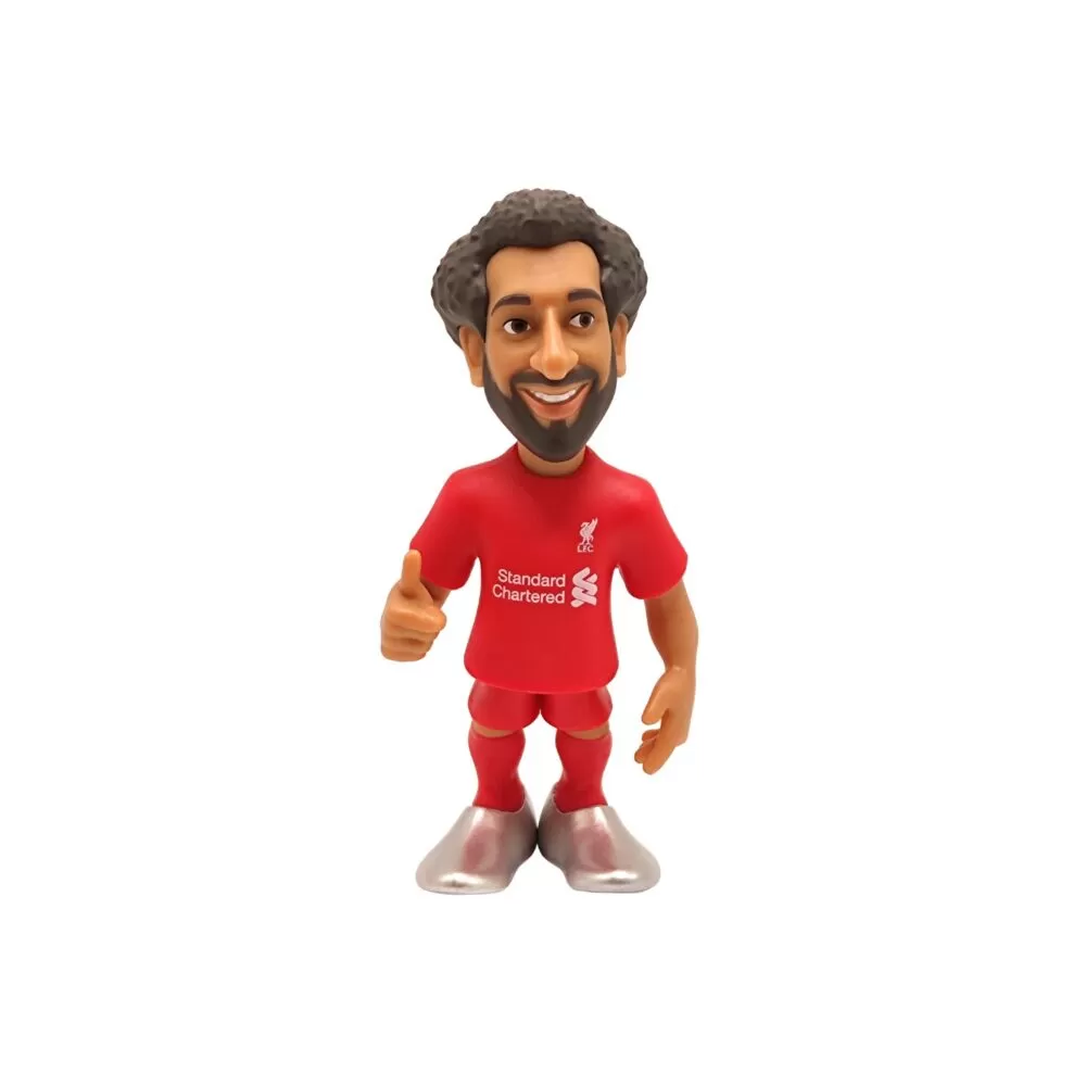 Front view of the Mo Salah MINIX Figurine, showcasing his Liverpool kit, football boots, and thumbs up pose.