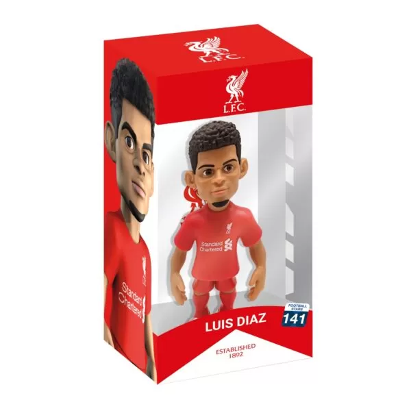 View of the packaging for the Luis Diaz MINIX Figurine, featuring window display box design with clear packaging for protection.