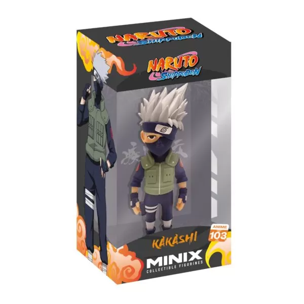 View of the packaging for the Kakashi Minix Figurine, featuring window display box design with clear packaging for protection.