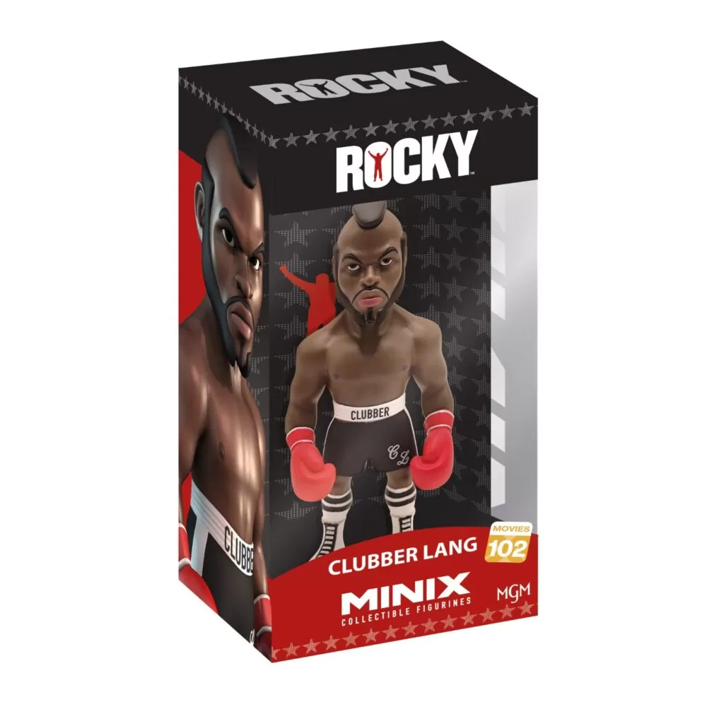 View of the packaging for the Clubber Lang Minix Figurine, featuring window display box design with clear packaging for protection.