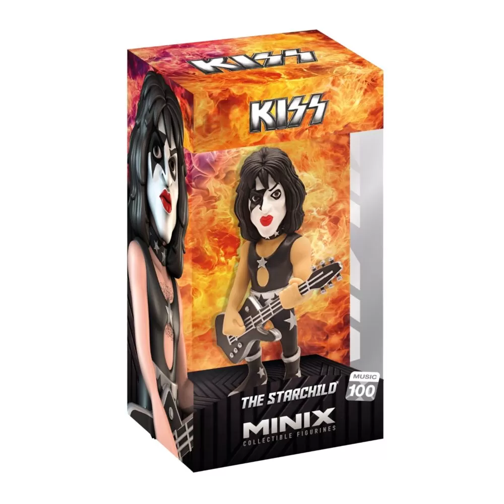 View of the packaging for The Starchild Minix Figurine, featuring window display box design with clear packaging for protection.