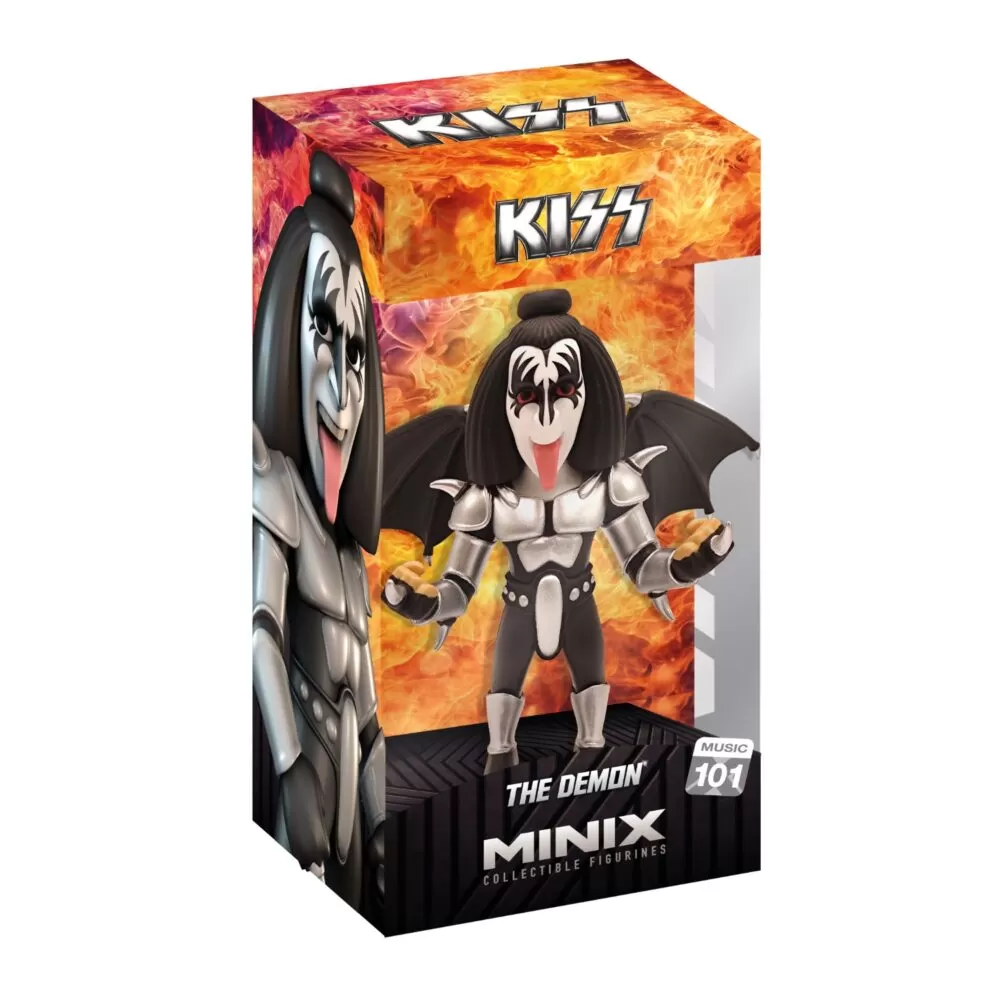 View of the packaging for The Demon Minix Figurine, featuring window display box design with clear packaging for protection.