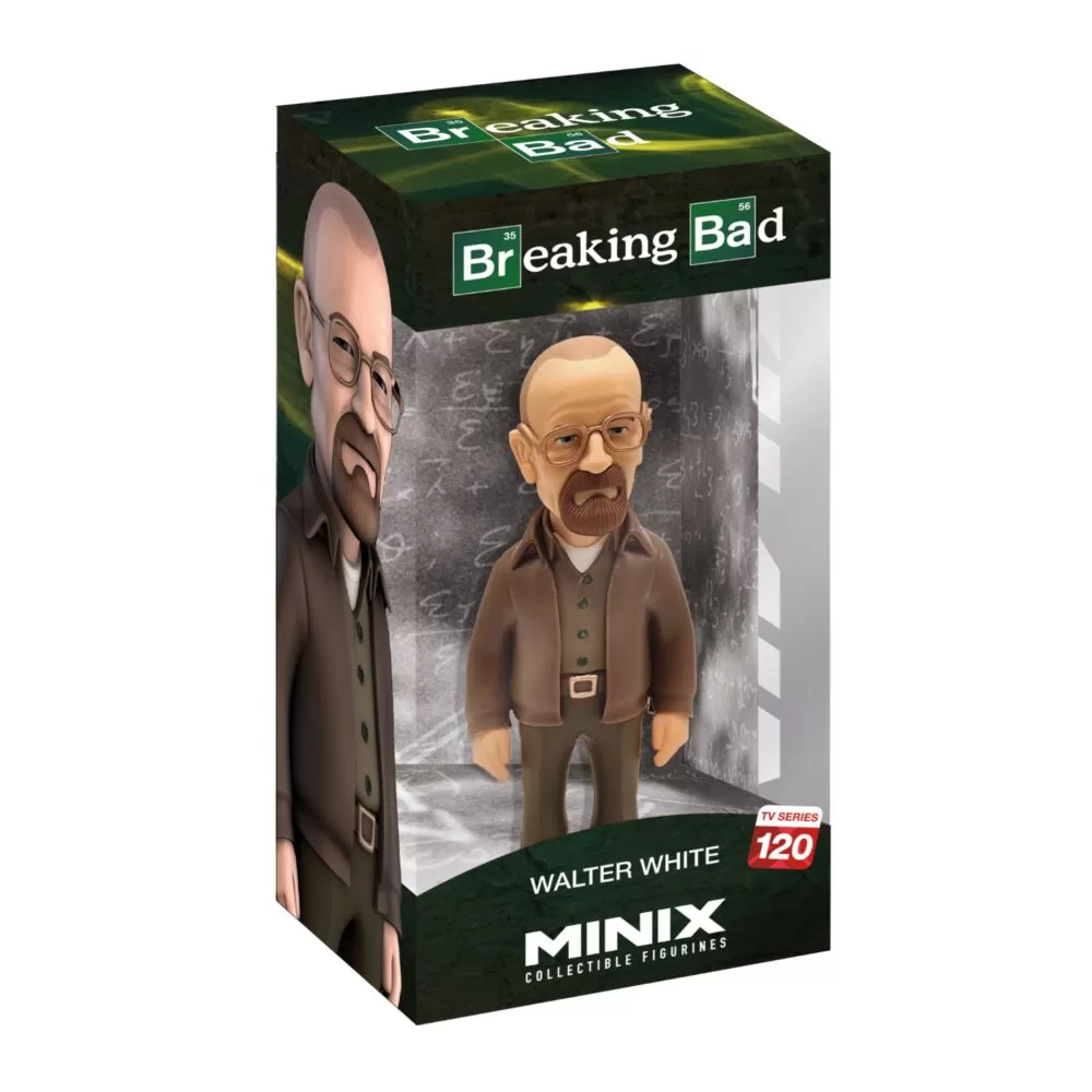 View of the packaging for the Walter White MINIX Figurine, featuring window display box design with clear packaging for protection.