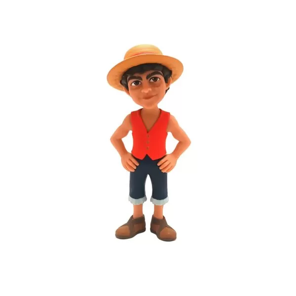 Front view of the Luffy MINIX Figurine, showcasing his straw hat, red vest, and confident expression.