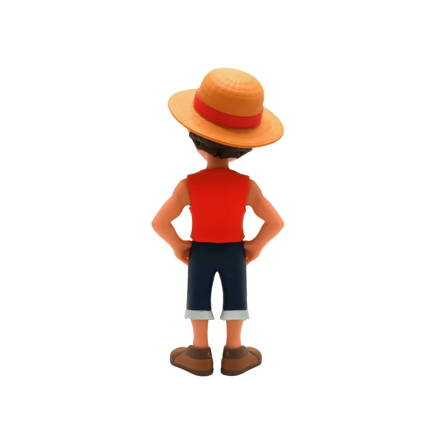 Back view of the Luffy MINIX Figurine, highlighting the details of his vest and pose.