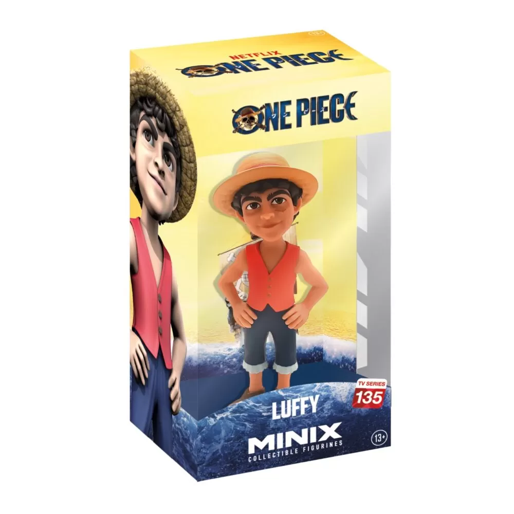 View of the packaging for the Luffy MINIX Figurine, featuring window display box design with clear packaging for protection.