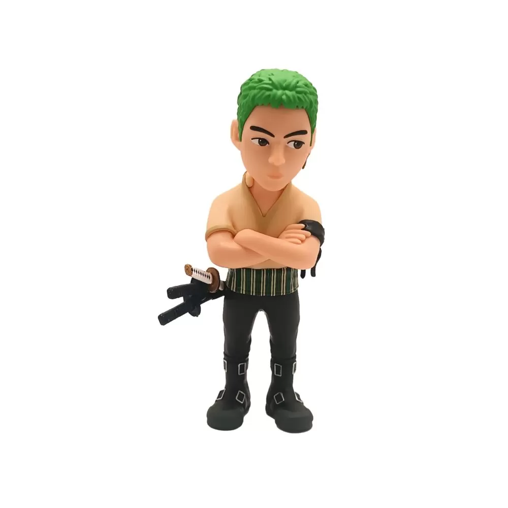 Zoro MINIX Figurine, showcasing his green hair, three swords, and determined expression.