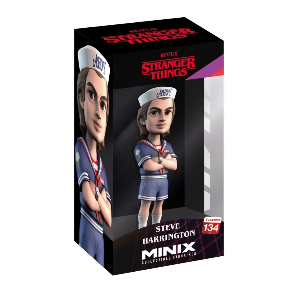 View of the packaging for the Steve Minix Figurine, featuring window display box design with clear packaging for protection.