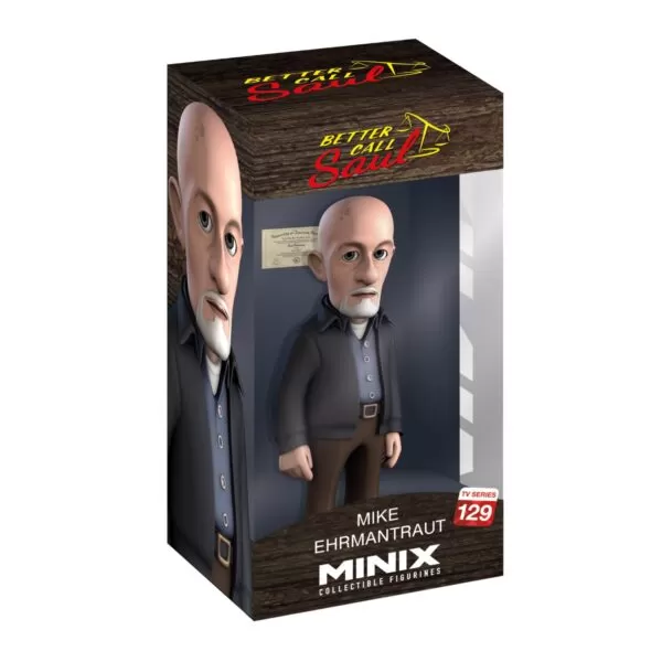 View of the packaging for the Mike Minix Figurine, featuring window display box design with clear packaging for protection.