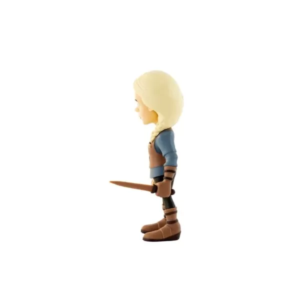 Side view of the Ciri Minix Figurine, emphasizing her dynamic stance and warrior-like posture.