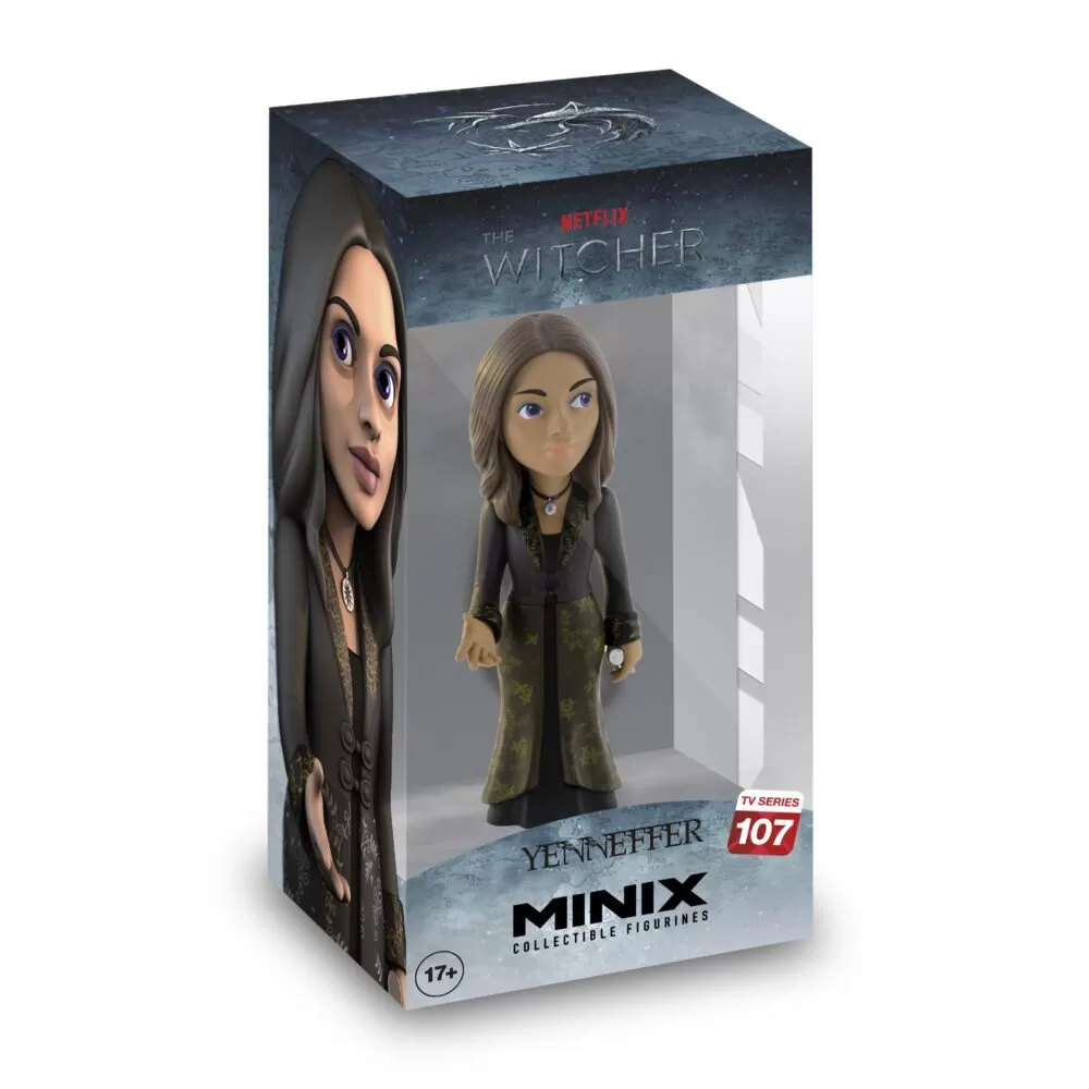 View of the packaging for the Yennefer Minix Figurine, featuring window display box design with clear packaging for protection.