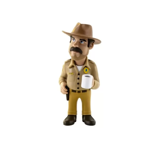 Front view of the Hopper Minix Figurine, showcasing his sheriff uniform and determined expression.