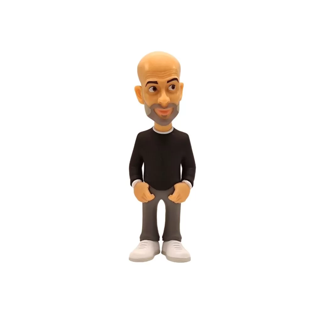 Front view of the Pep Guardiola MINIX Figurine, showcasing his casual attire, focused expression, and commanding presence.