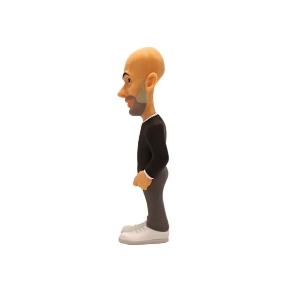 Side view of the Pep Guardiola MINIX Figurine, emphasizing his leadership pose and body language.