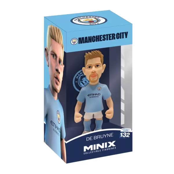 View of the packaging for the De Bruyne MINIX Figurine, featuring window display box design with clear packaging for protection.