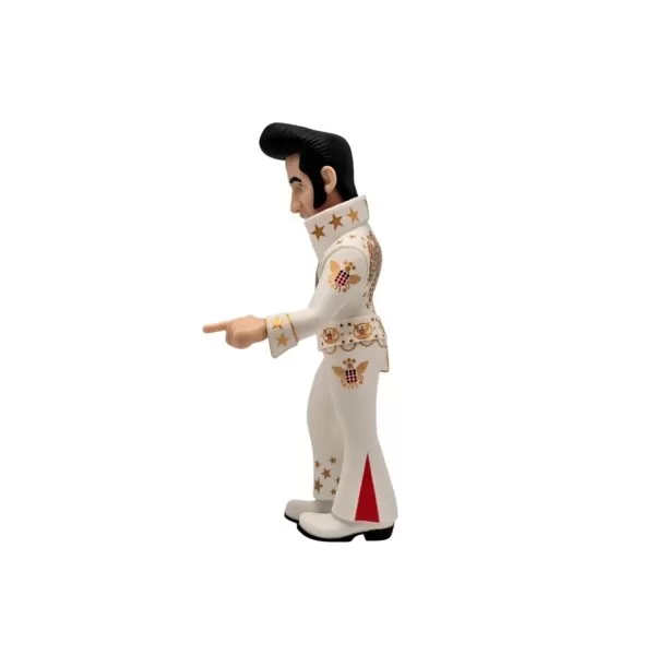 Side view of the Elvis Presley MINIX Figurine, emphasizing his stage presence and energetic stance.