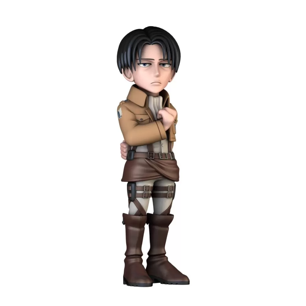 Front view of the Levi Ackerman MINIX Figurine, showcasing his military uniform and focused expression.