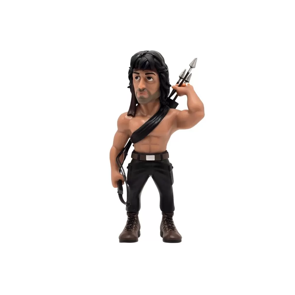 Front view of the Rambo MINIX Figurine, showcasing his military gear and intense expression.