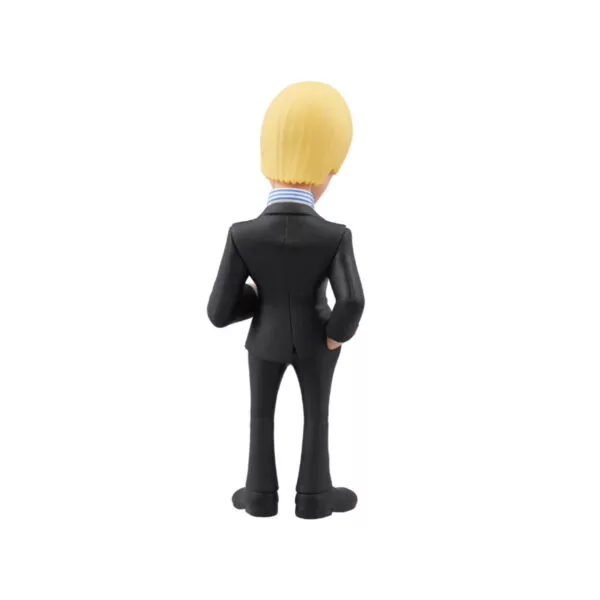 Back view of the Sanji Minix Figurine, highlighting his unique black suit and the intricate details of his hair