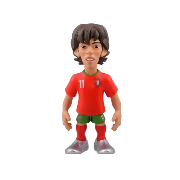 Front view of the Joao Felix Minix Figurine in Portugal national team colors, showcasing detailed design and dynamic pose.