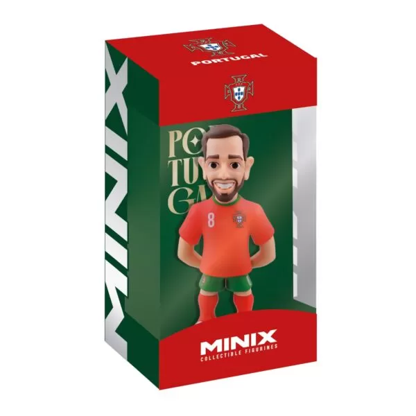 View of the packaging for the Bruno Fernandes Minix Figurine, featuring window display box design with clear packaging for protection.