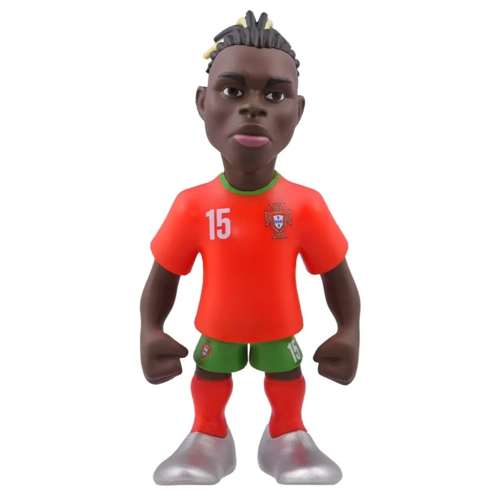 Front view of the Rafael Leao Minix Figurine in Portugal national team colors, showcasing detailed design and dynamic pose.