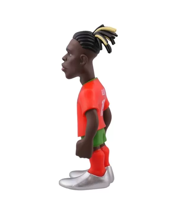 Side view of the Rafael Leao Minix Figurine, emphasizing the lifelike proportions and striking dynamic action.