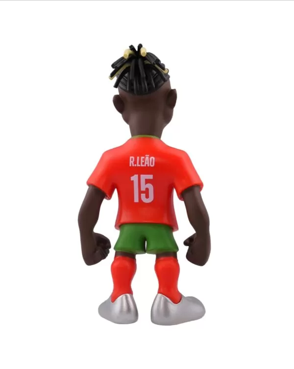 Back view of the Rafael Leao Minix Figurine, highlighting the attention to detail in his Portugal kit and posture.